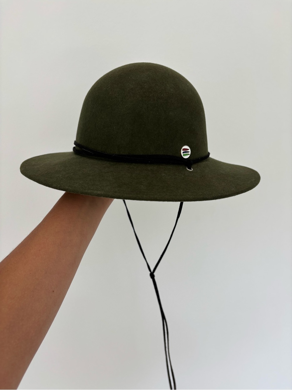 BUCKETLIST Olive Felt Rancher Hat with Chin Cord